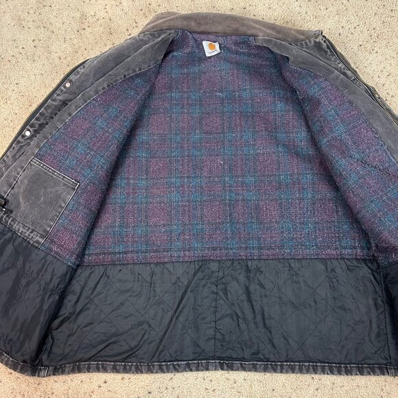 Vintage Carhartt Washed Black Chore Barn Jacket Blanket Lined Size XL Men's - Picture 9 of 10